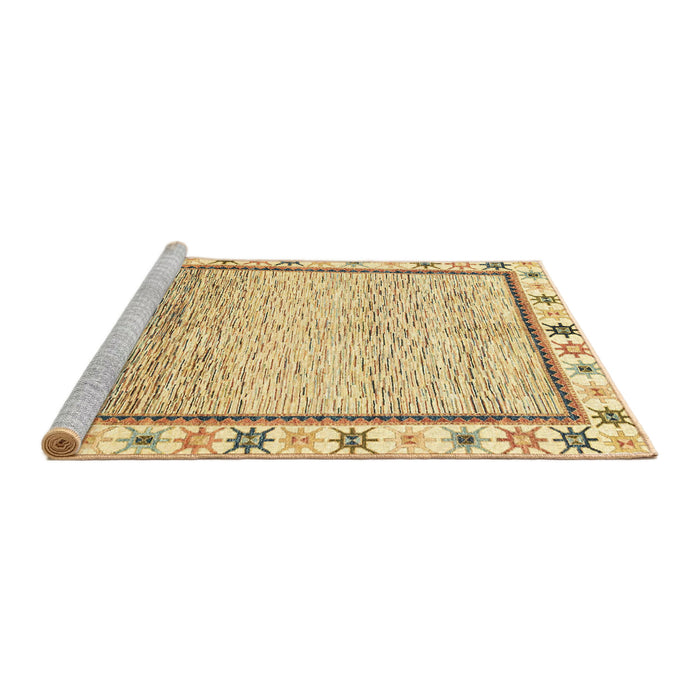 Sideview of Machine Washable Abstract Cinnamon Brown Rug, wshabs3413
