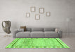 Machine Washable Abstract Green Modern Area Rugs in a Living Room,, wshabs3413grn