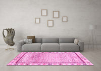 Machine Washable Abstract Pink Modern Rug, wshabs3413pnk