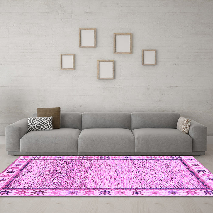 Machine Washable Abstract Purple Modern Area Rugs in a Living Room, wshabs3413pur
