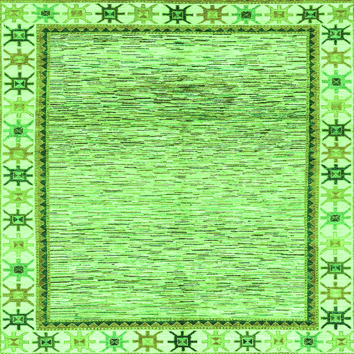 Square Machine Washable Abstract Green Modern Area Rugs, wshabs3413grn