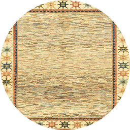 Round Machine Washable Abstract Cinnamon Brown Rug, wshabs3413