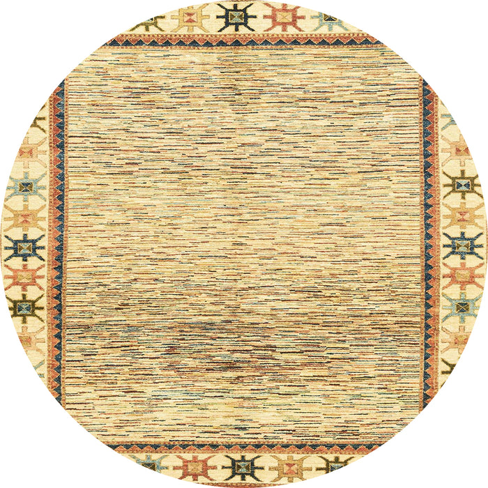 Round Machine Washable Abstract Cinnamon Brown Rug, wshabs3413