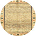 Round Machine Washable Abstract Cinnamon Brown Rug, wshabs3413