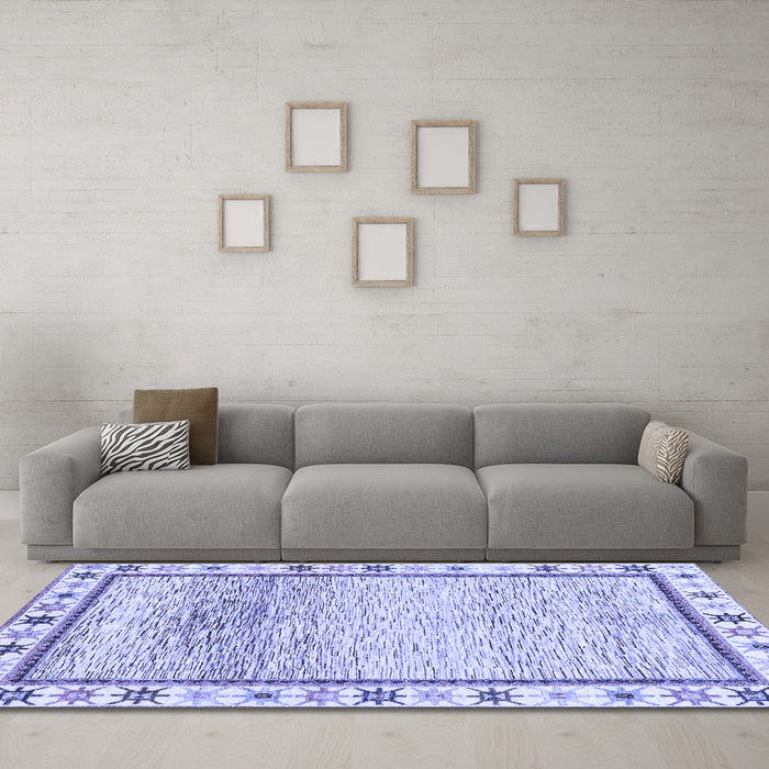 Machine Washable Abstract Blue Modern Rug in a Living Room, wshabs3413blu