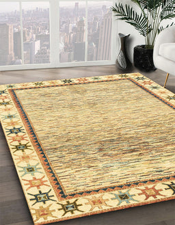 Abstract Cinnamon Brown Modern Rug in Family Room, abs3413