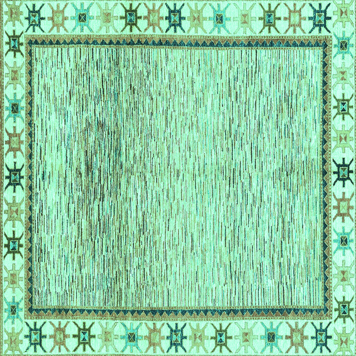 Square Machine Washable Abstract Turquoise Modern Area Rugs, wshabs3413turq