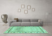 Machine Washable Abstract Turquoise Modern Area Rugs in a Living Room,, wshabs3413turq