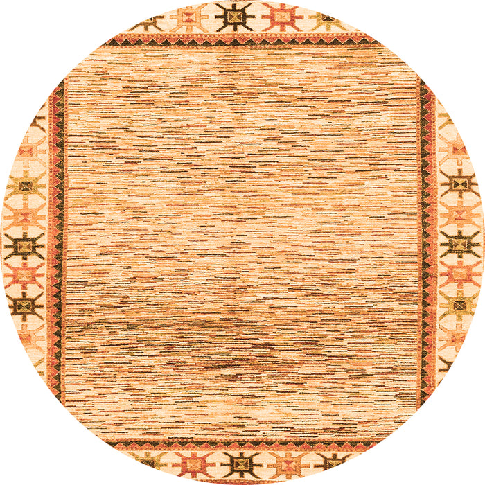 Round Machine Washable Abstract Orange Modern Area Rugs, wshabs3413org