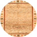 Round Machine Washable Abstract Orange Modern Area Rugs, wshabs3413org