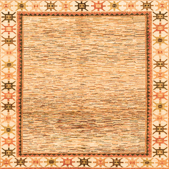 Square Machine Washable Abstract Orange Modern Area Rugs, wshabs3413org