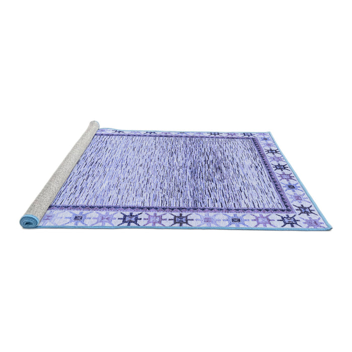 Sideview of Machine Washable Abstract Blue Modern Rug, wshabs3413blu