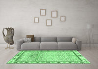 Machine Washable Abstract Emerald Green Modern Rug, wshabs3413emgrn