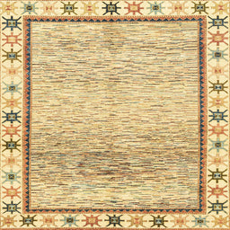 Square Abstract Cinnamon Brown Modern Rug, abs3413