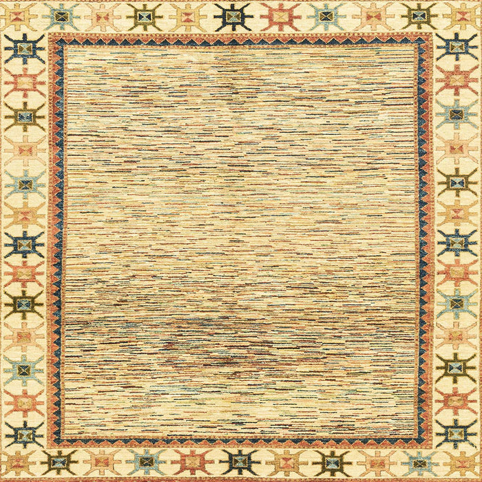 Square Abstract Cinnamon Brown Modern Rug, abs3413