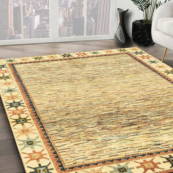 Machine Washable Abstract Cinnamon Brown Rug in a Family Room, wshabs3413