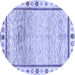 Round Abstract Blue Modern Rug, abs3413blu