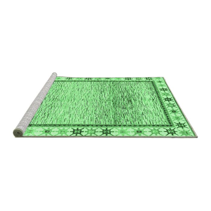 Sideview of Machine Washable Abstract Emerald Green Modern Area Rugs, wshabs3413emgrn