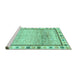 Sideview of Machine Washable Abstract Turquoise Modern Area Rugs, wshabs3413turq