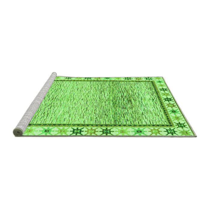 Sideview of Machine Washable Abstract Green Modern Area Rugs, wshabs3413grn