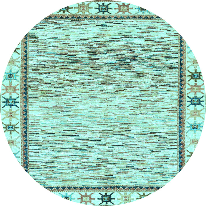 Round Machine Washable Abstract Light Blue Modern Rug, wshabs3413lblu