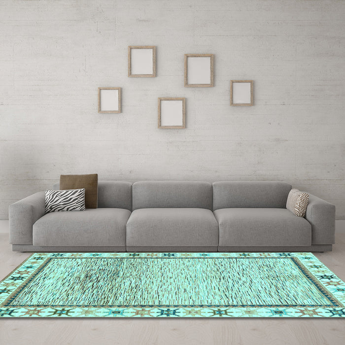 Machine Washable Abstract Light Blue Modern Rug in a Living Room, wshabs3413lblu