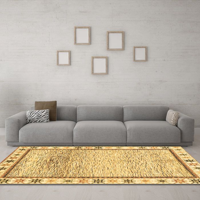 Machine Washable Abstract Brown Modern Rug in a Living Room,, wshabs3413brn