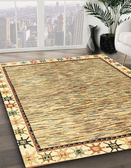Abstract Mustard Yellow Modern Rug in Family Room, abs3414