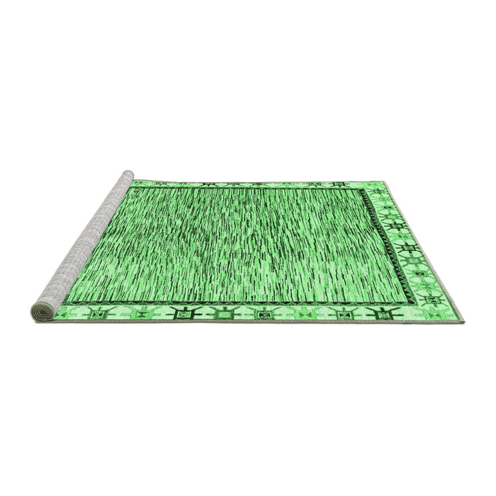 Sideview of Machine Washable Abstract Emerald Green Modern Area Rugs, wshabs3414emgrn