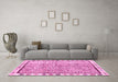 Machine Washable Abstract Pink Modern Rug in a Living Room, wshabs3414pnk