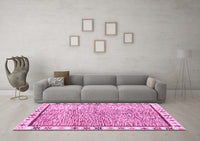 Machine Washable Abstract Pink Modern Rug, wshabs3414pnk