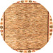 Round Machine Washable Abstract Orange Modern Area Rugs, wshabs3414org