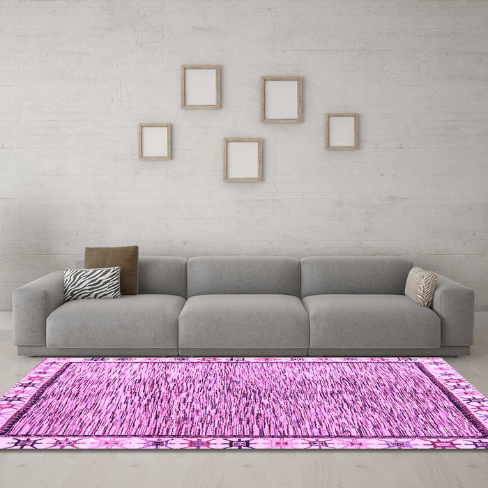 Machine Washable Abstract Purple Modern Area Rugs in a Living Room, wshabs3414pur