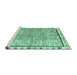 Sideview of Machine Washable Abstract Turquoise Modern Area Rugs, wshabs3414turq