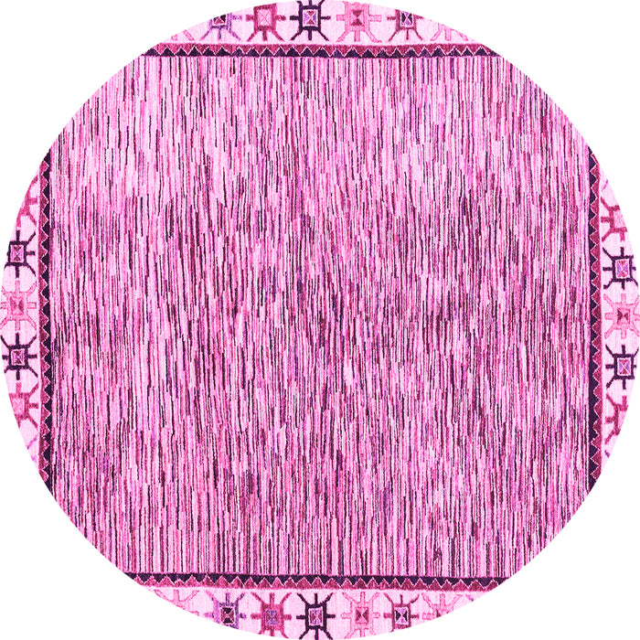 Round Machine Washable Abstract Pink Modern Rug, wshabs3414pnk