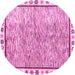 Round Machine Washable Abstract Pink Modern Rug, wshabs3414pnk