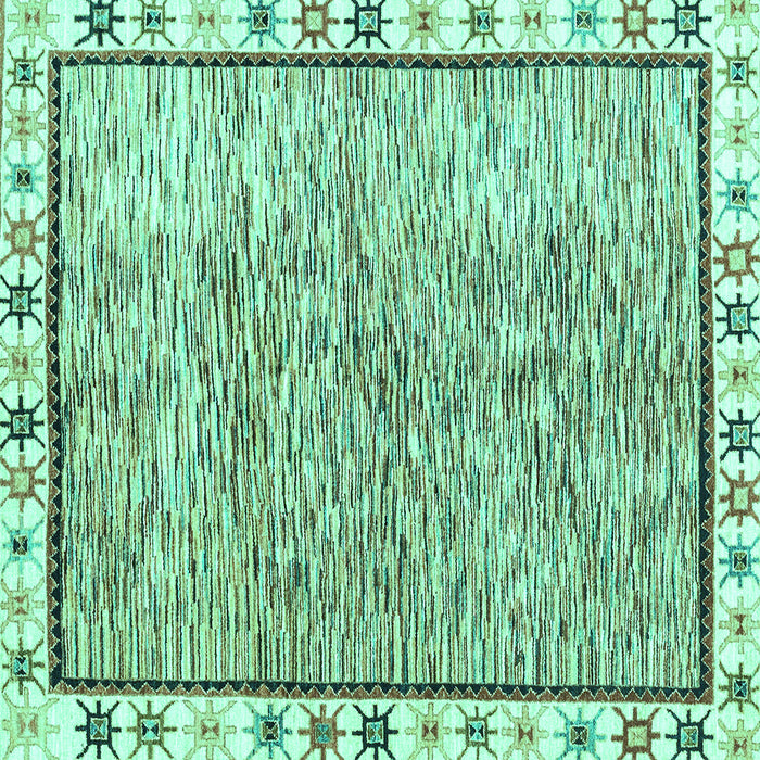 Square Machine Washable Abstract Turquoise Modern Area Rugs, wshabs3414turq