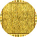 Round Machine Washable Abstract Yellow Modern Rug, wshabs3414yw