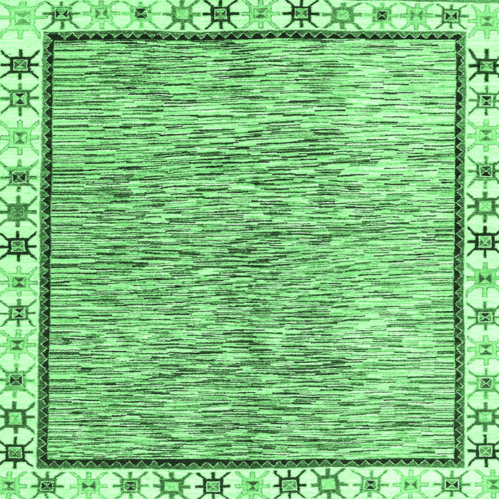 Square Abstract Emerald Green Modern Rug, abs3414emgrn