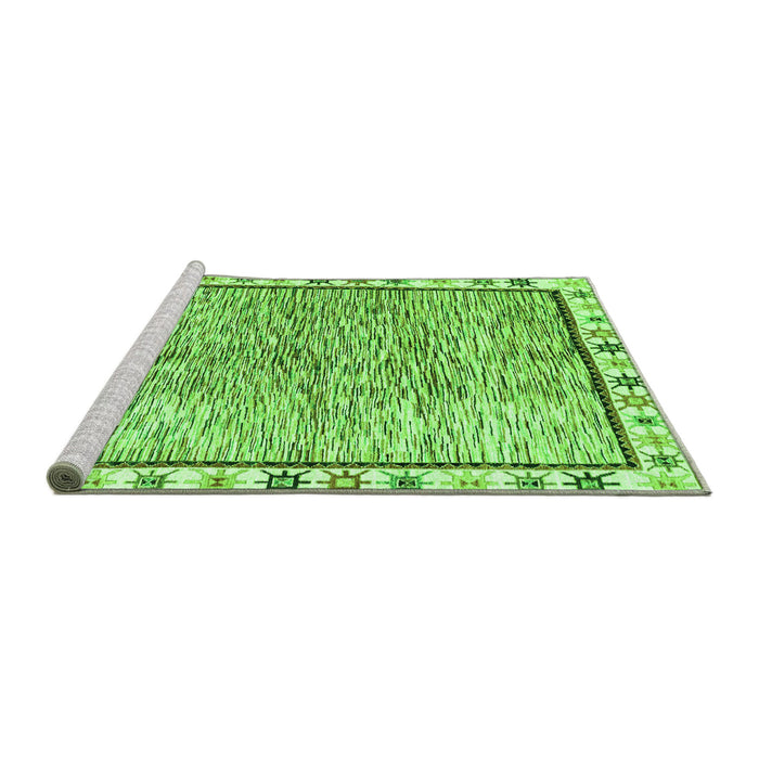 Sideview of Machine Washable Abstract Green Modern Area Rugs, wshabs3414grn