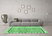 Machine Washable Abstract Emerald Green Modern Area Rugs in a Living Room,, wshabs3414emgrn