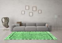 Machine Washable Abstract Emerald Green Modern Rug, wshabs3414emgrn