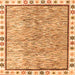 Square Machine Washable Abstract Orange Modern Area Rugs, wshabs3414org