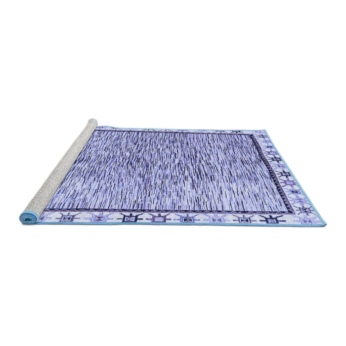 Sideview of Machine Washable Abstract Blue Modern Rug, wshabs3414blu