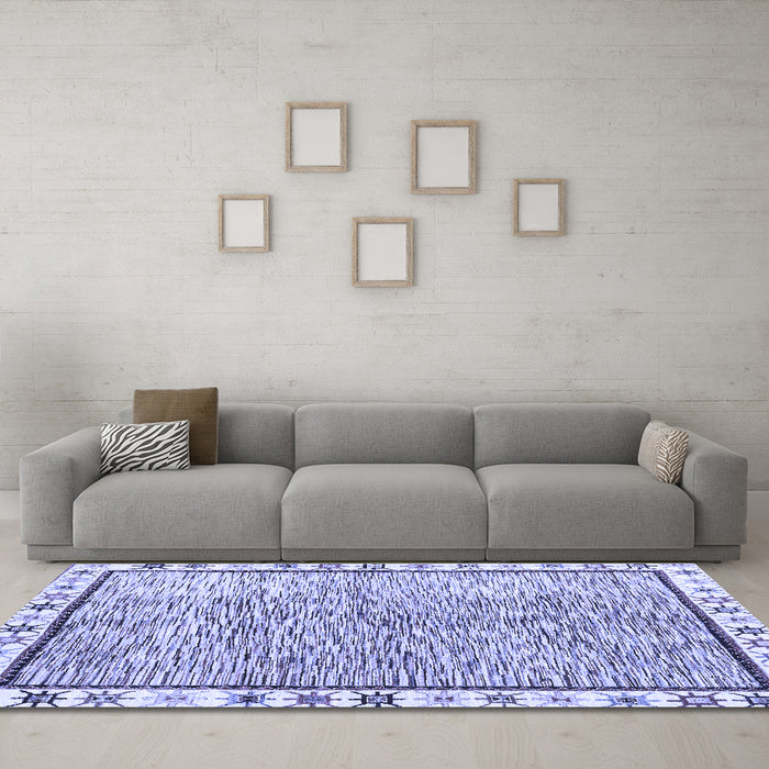 Machine Washable Abstract Blue Modern Rug in a Living Room, wshabs3414blu