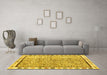 Machine Washable Abstract Yellow Modern Rug in a Living Room, wshabs3414yw