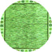 Round Machine Washable Abstract Green Modern Area Rugs, wshabs3414grn