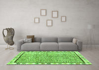 Machine Washable Abstract Green Modern Rug, wshabs3414grn