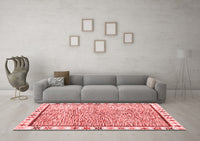 Machine Washable Abstract Red Modern Rug, wshabs3414red