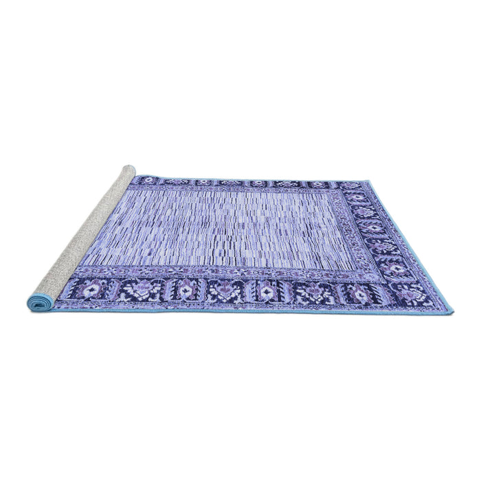 Sideview of Machine Washable Abstract Blue Modern Rug, wshabs3415blu